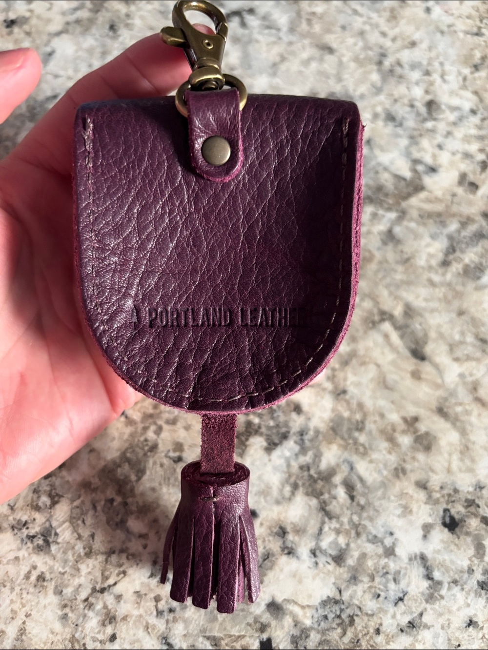 Portland leather Small Plum Leather Tassel Key Pouch - Picture 2 of 3
